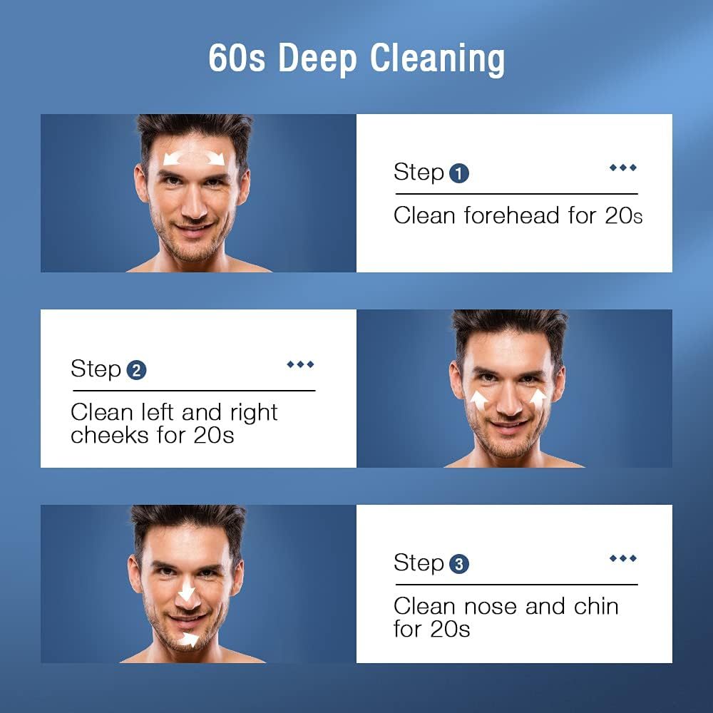 Touchbeauty 6&deg; Oscillating Facial Brush for Men with 2PCS Replacement Brush Heads, Waterproof Men'S Face Scrubber Brush Facial Exfoliator Device Black TB-1487M-05 image number 5