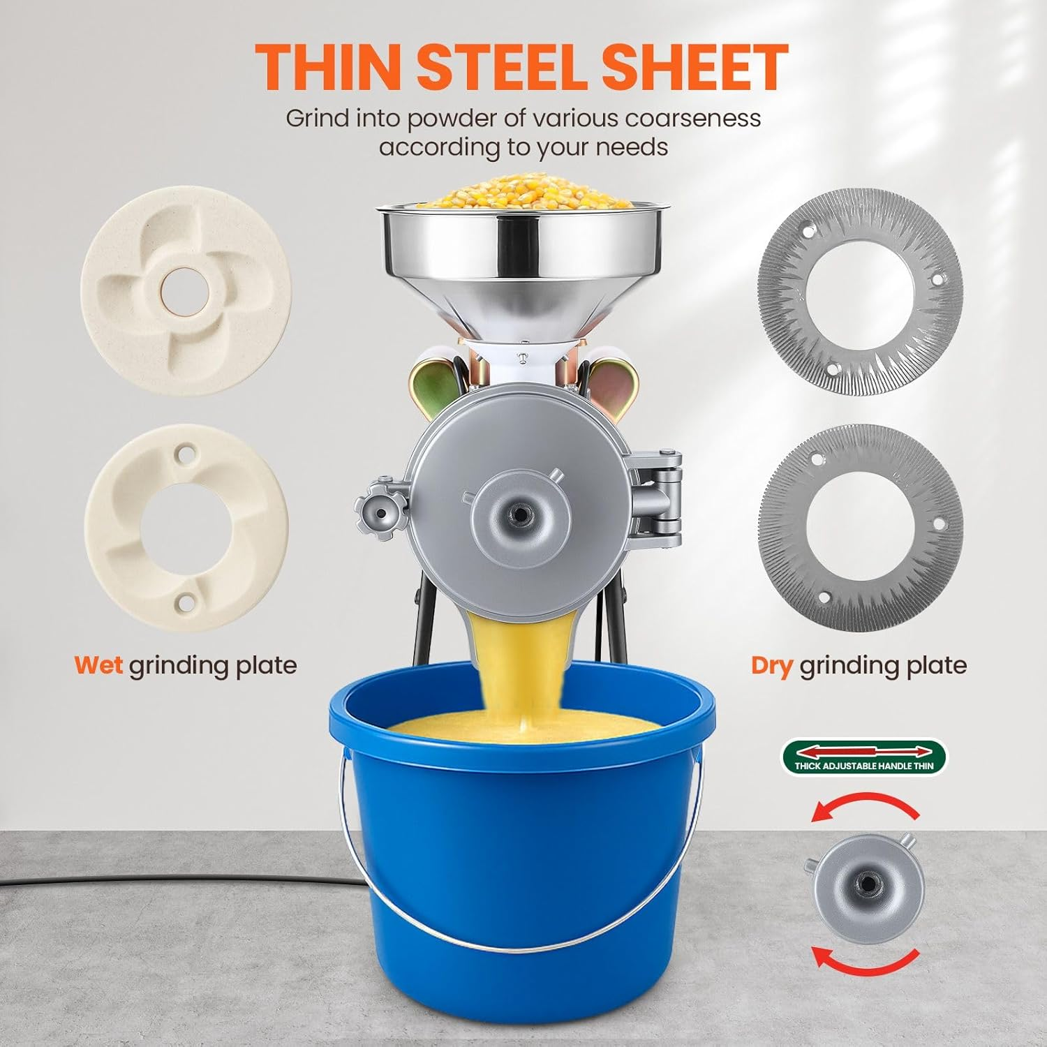 Maxkon 3000W Electric Grain Mill Grinder Machine Dry Wet Corn Rice Wheat Feed Flour Spice Cereal Coffee Bean Powder Commercial Home Nut Tofu Sorghum Milling image number 6