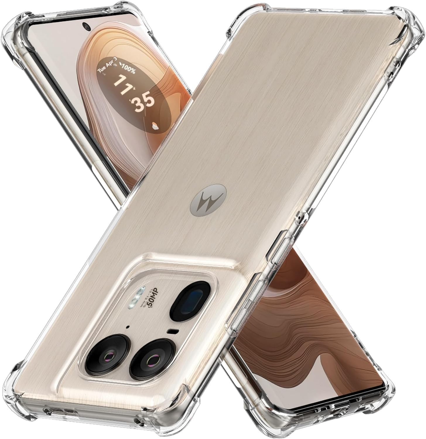 USTIYA Case for Motorola Moto Edge 50 Fusion Clear TPU Four Corners Protective Cover Transparent Soft