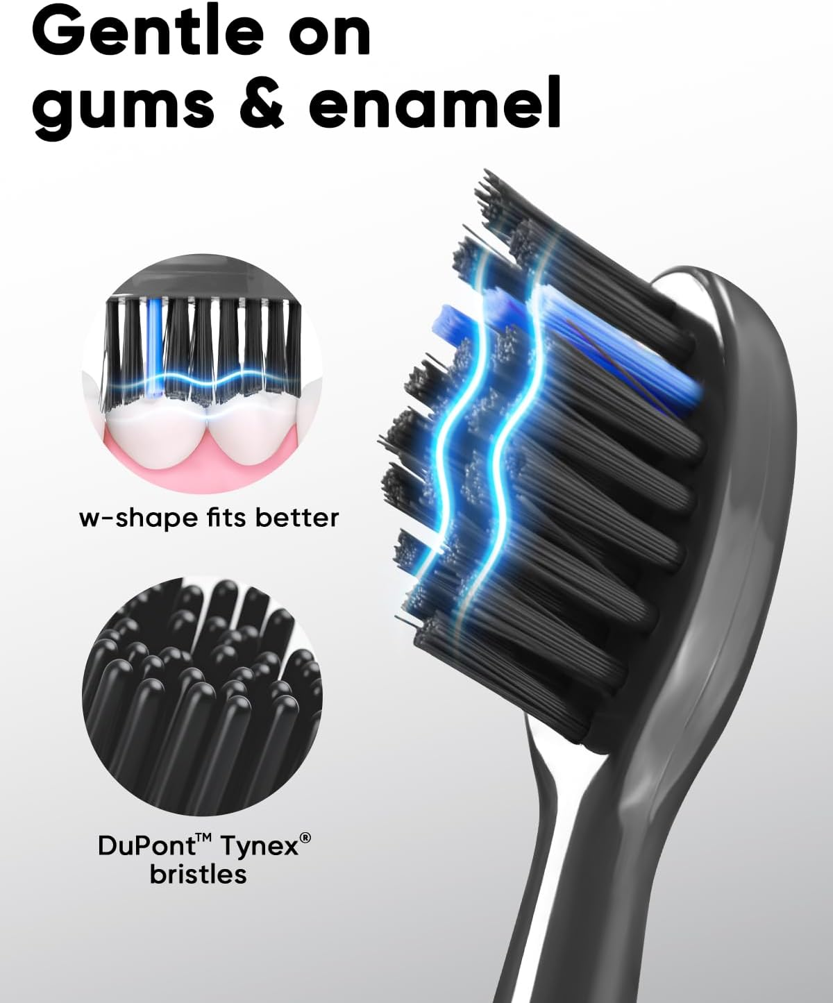 Mysmile DY156 Electric Toothbrush for Adults, Rechargeable Sonic Battery Toothbrush Portable with 3 Brush Heads, 2 Mins 5 Modes Smart Timer, 45000VPM, One Charge for 60 Days - Black - Pink image number 6