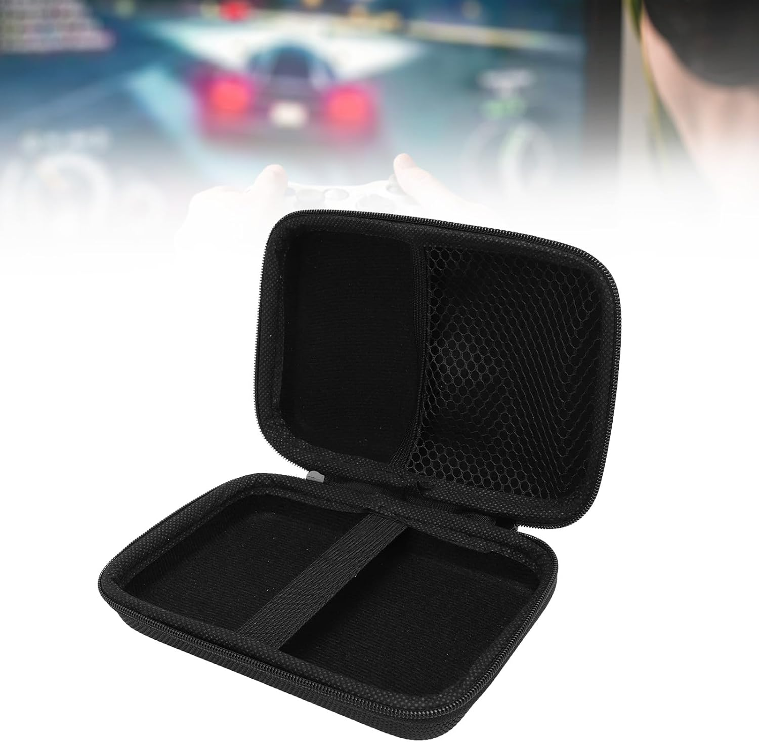 Game Console Carrying Bag, EVA Shell Protective Case with Interior Mesh Pocket for Accessories, Lightweight Compact Design, Dual Zip for Quick Access image number 6