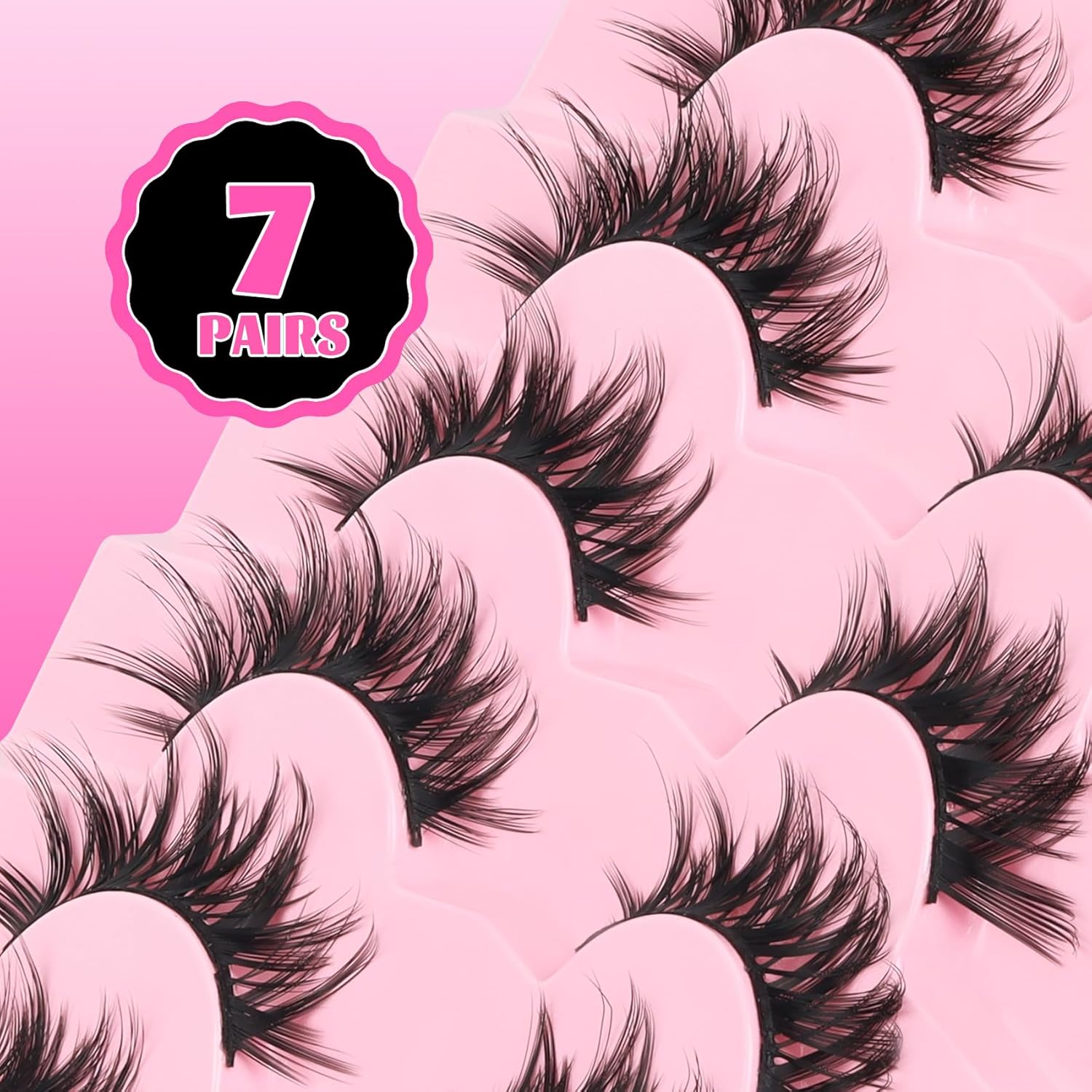 Veleasha Manga Lashes, Fake Lashes, Cat Eye Lashes, Crisscross Eyelashes, Soft Lashes, Artificial Eyelashes, False Eyelashes, Anime Lashes, 7 Pairs Pack (Mermaid) image number 1