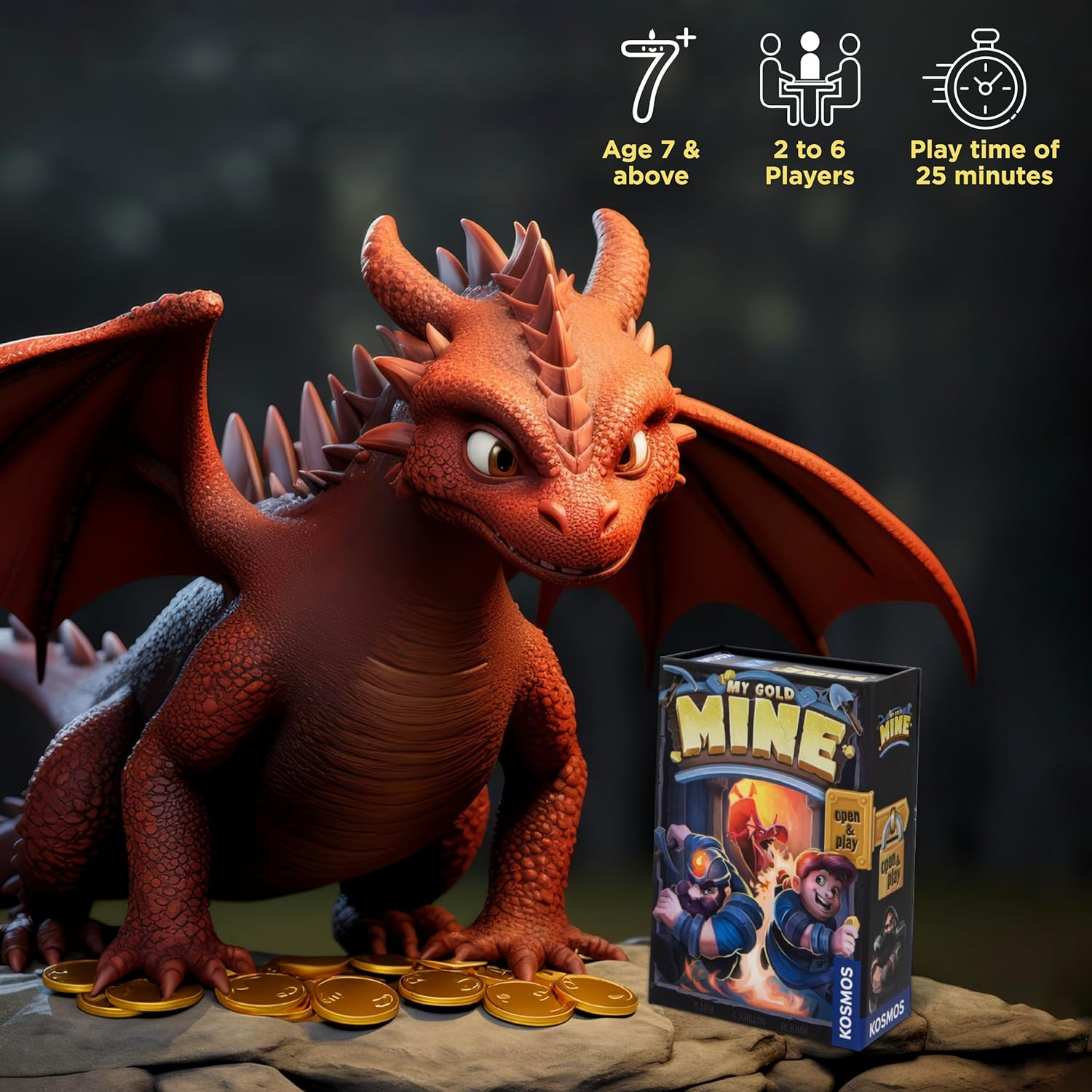 Thames & Kosmos My Gold Mine: Open & Play, Luck-Based Card Game, Family Games for Game Night, Board Games for Adults and Kids, for 2 to 6 Players, Age 7+