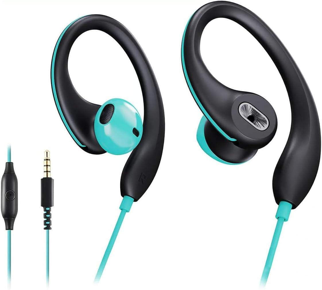 Laroal Sports Earbuds Wired In-Ear Headphones with over Ear Clip 3.5Mm Jack Running Earbuds Wrap around Earbuds for Smartphone Laptop Tablet MP3