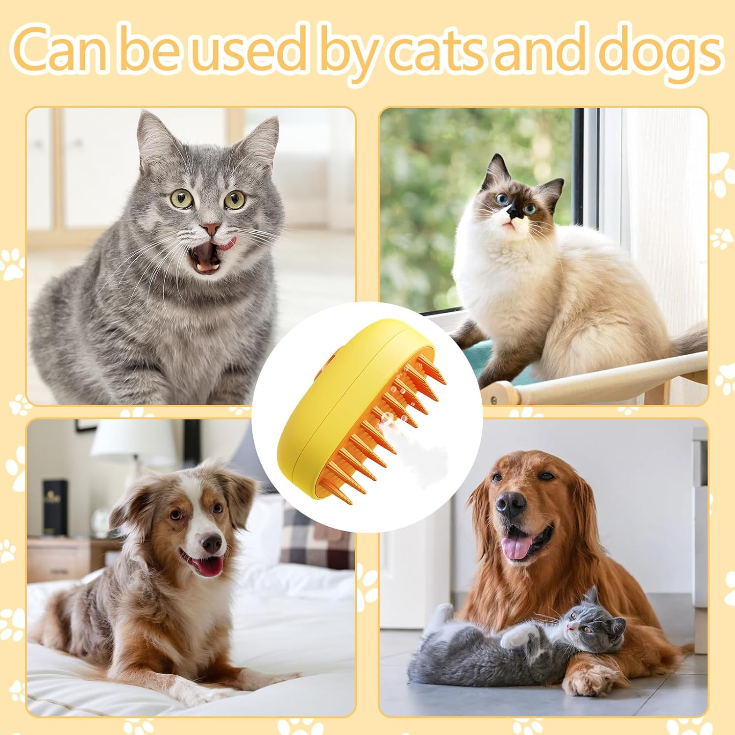 Steamy Cat Brush, Cat Steamy Brush 3-In-1 Cat Steam Brush, Cat Brush with Steam, Steam Cat Hair Brush, Cat Care Brush, Pet Hair Removal Comb for Cat Dog image number 1