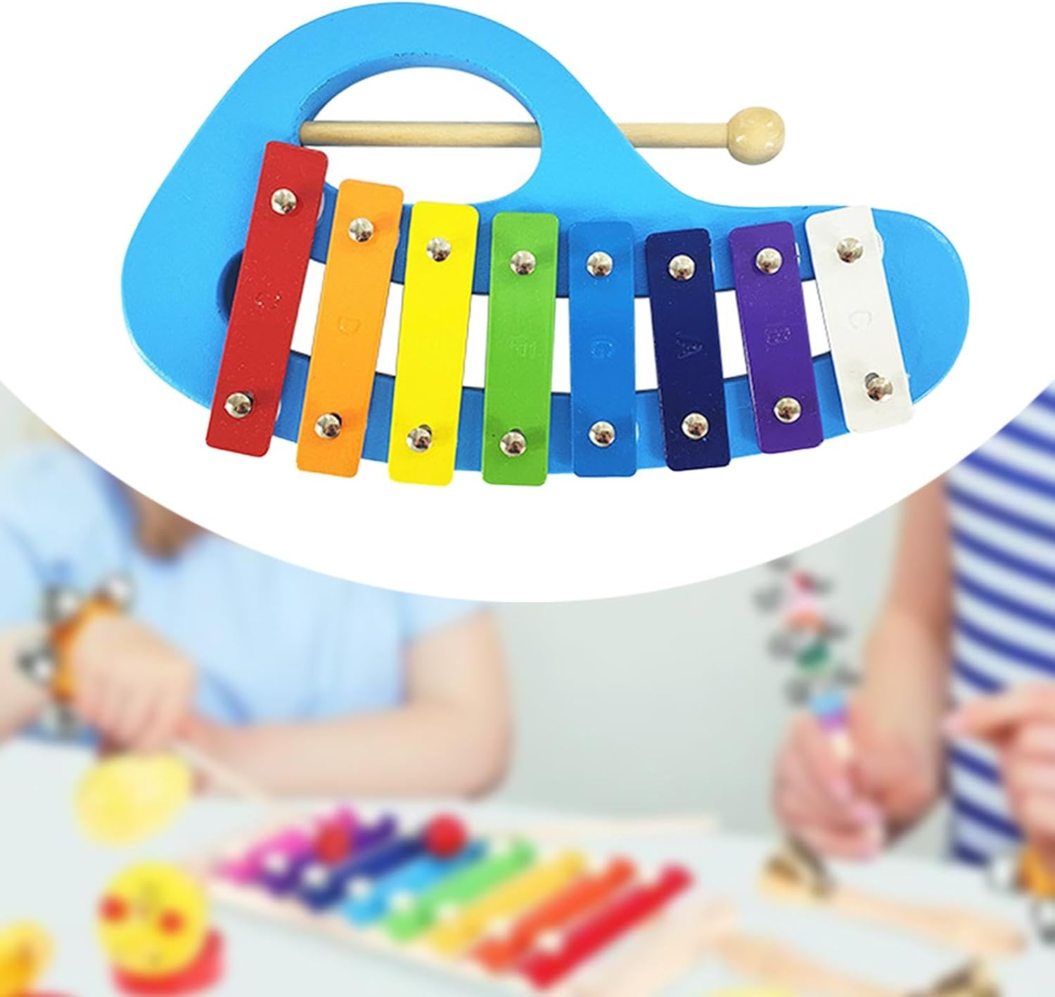 8 Note Wooden Xylophone for Montessori Education and Musical Fun, Blue image number 4