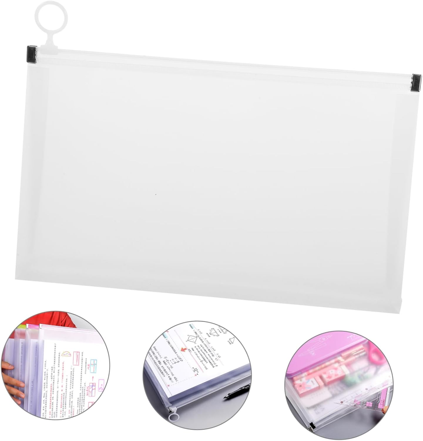 NUOBESTY 4Pcs Bill Storage Bags Zipper File Organizer Document Holder for Office Bills Money Bags Zipper Safe File for Portable Documents image number 6