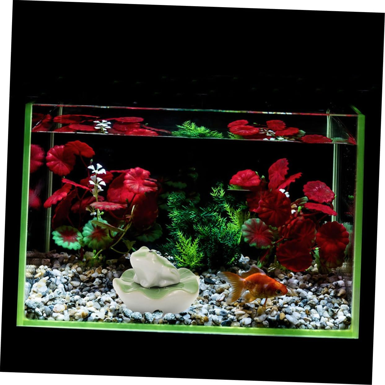 Toyvian 2Sets Ceramic Floating Frog and Tea Pet Sculptures for Aquarium Decor Realistic Fish Tank Decoration of Lifelike Floating Animals for Landscape