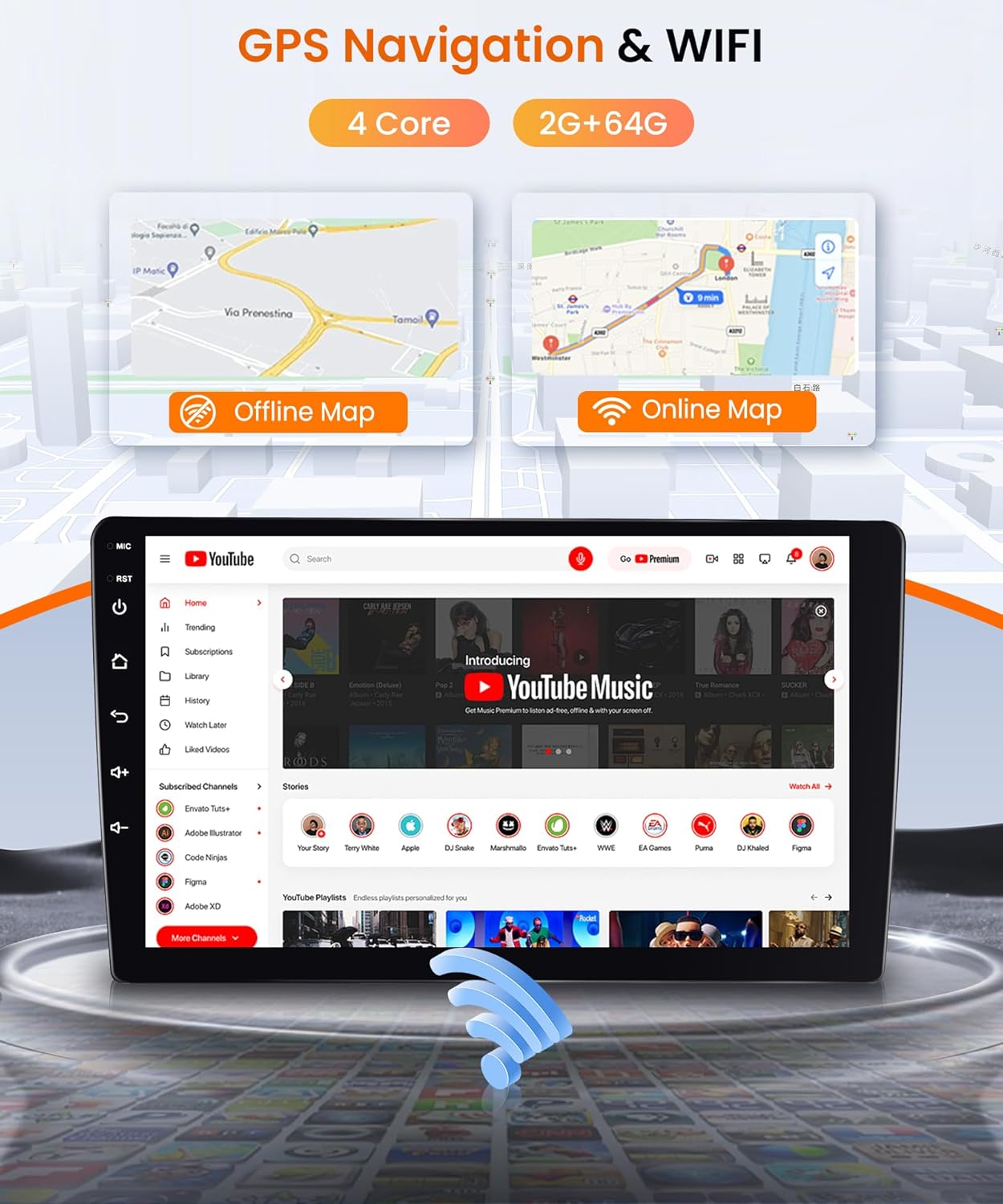 2G 64G Android Car Stereo Radio for Nissan Patrol 1997-2005 Carplay, Rimoody 9 Inch Touch Screen Android Auto Mirror Link GPS Wifi Bluetooth FM/RDS SWC Backup Camera image number 3