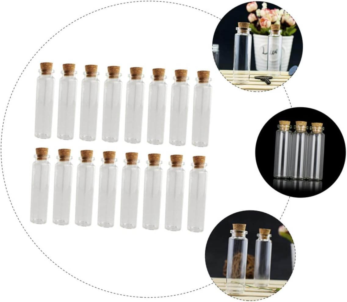 Amosfun 24Pcs 18Ml Glass Drifting Bottles Cork Stoppers Small Storage Craft Wish Bottles for Keepsake Hair and Baby Tooth Collection Souvenir image number 6