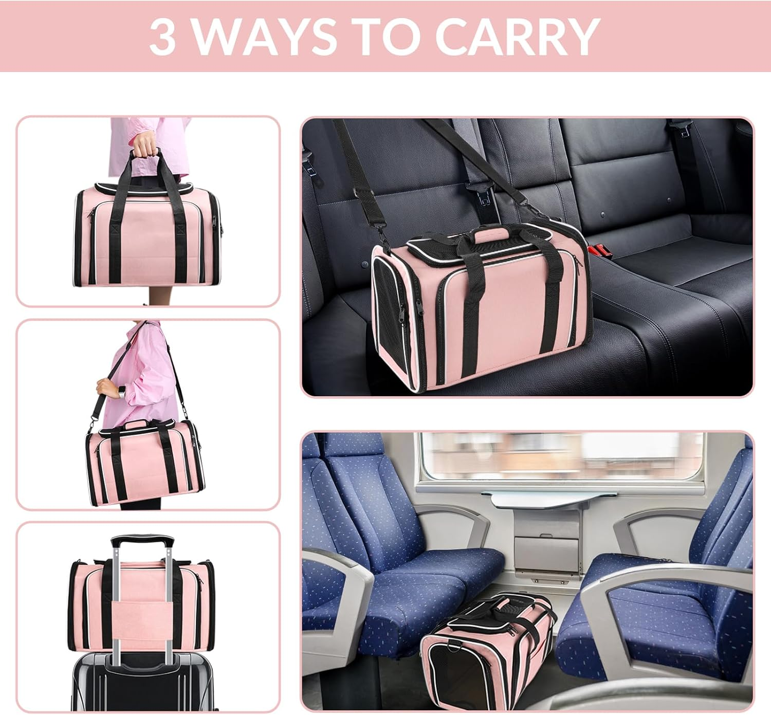 Slowton Cat Carrier - Expandable Pet Travel Carrier - Foldable Cat Carrier with Fleece Pad for Cats Dogs Other Animals image number 2