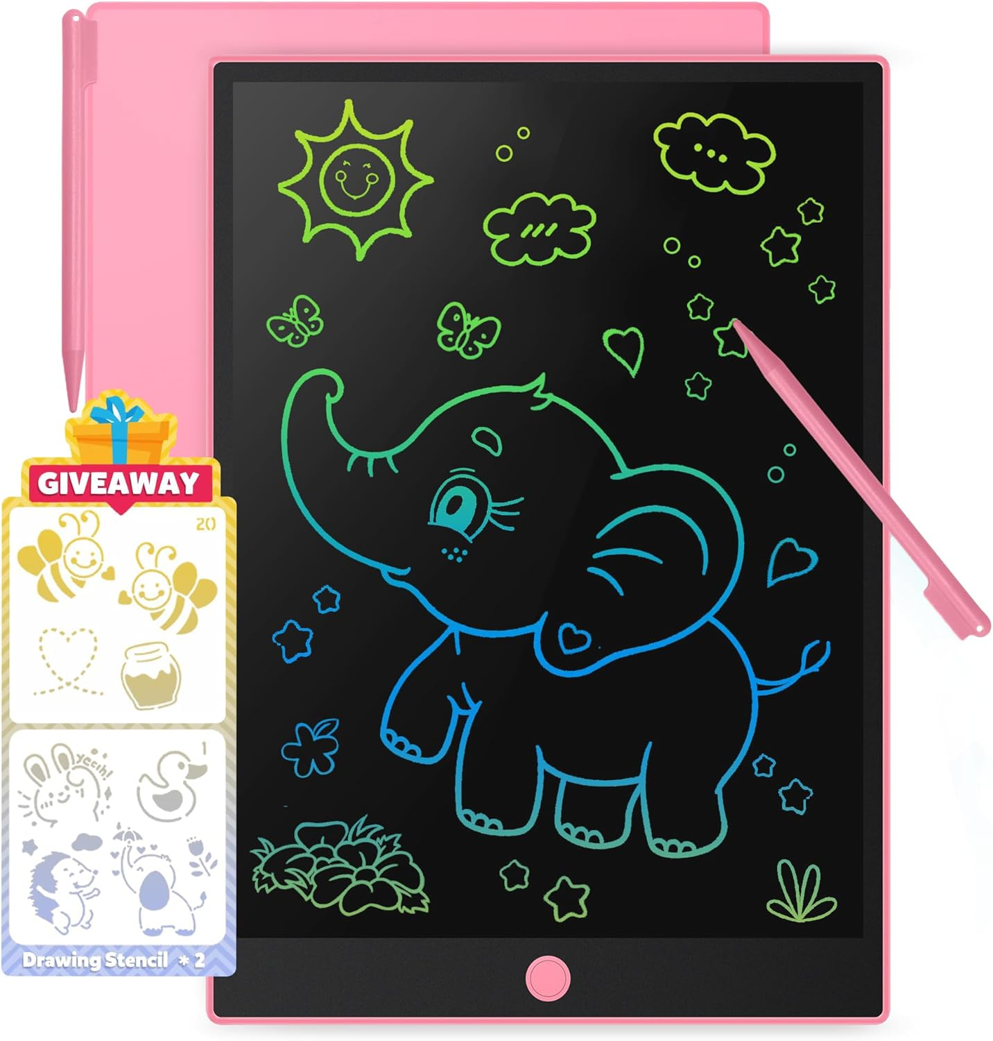 14 Inch LCD Writing Tablet for Kids, Toys for Girl, Drawing Pad. Doodle Board with Erase, Lock Function & Colorful Screen. Digital Notepad for Toddlers. Learning Girls Gifts for 3 + Year Old - Pink image number 1