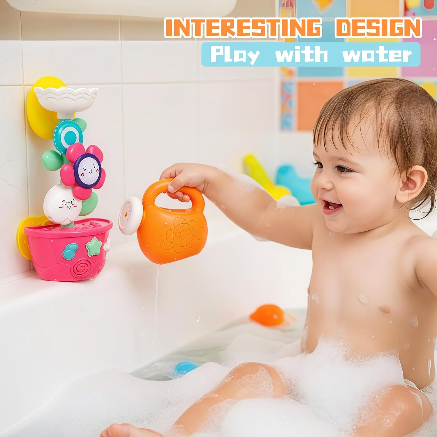 Baby Bath Toys - Sun Shower Spinner for Toddlers 1-3 ,Toddler Bathtub Suction Water Spinner Gear,Safe, Colorful & Interactive Bathtub Toys for Boys Girls image number 3