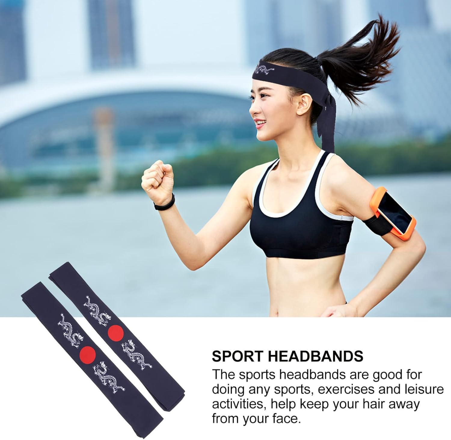 Mobestech 2 Pieces Japanese Headband Bushido Hachimaki Headband Samurai Karate Headband Chef Bandana for Sports Training Cooking Kitchen Supply (Blue + White) image number 1