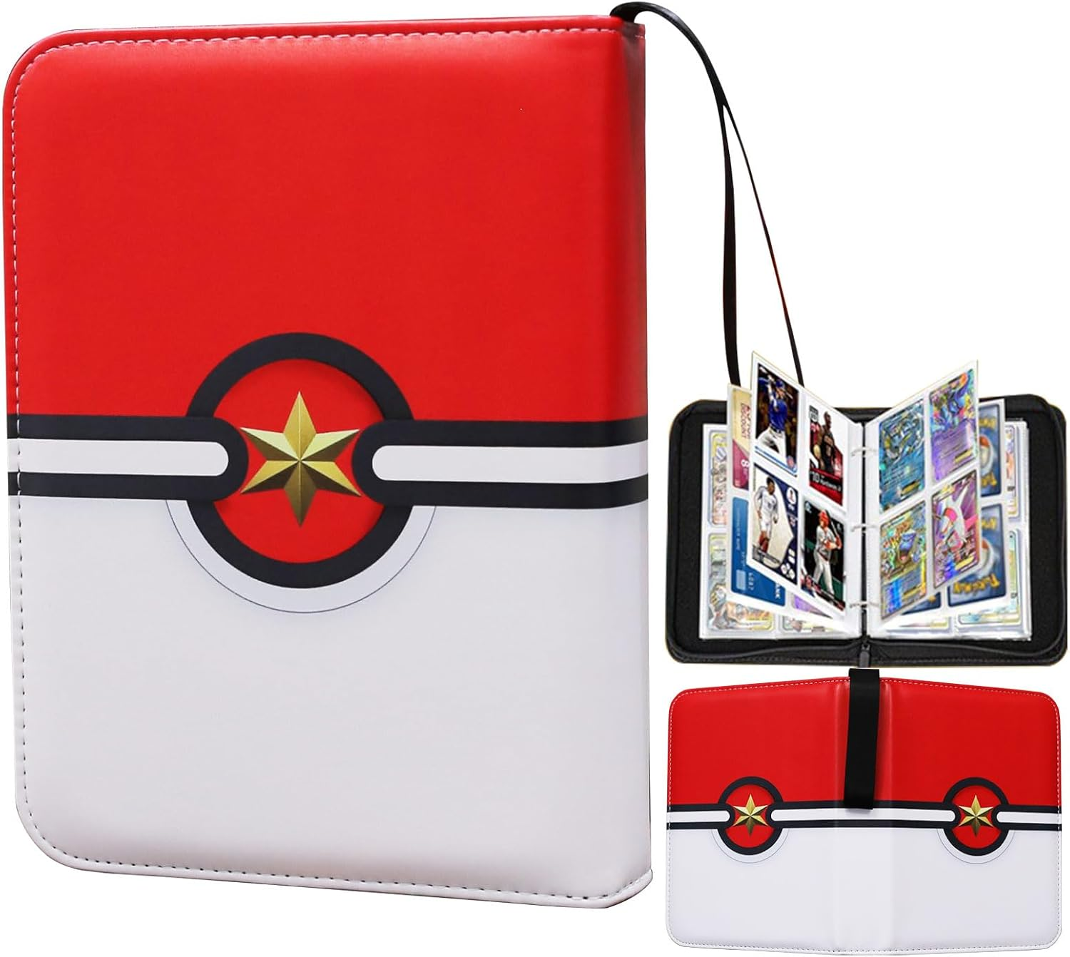 Fweel 4-Pocket Trading Card Binder with Zipper, 400 Pockets, PU Leather Collection Album for MTG, TCG, Sports Cards, Ideal for Collectors and Enthusiasts