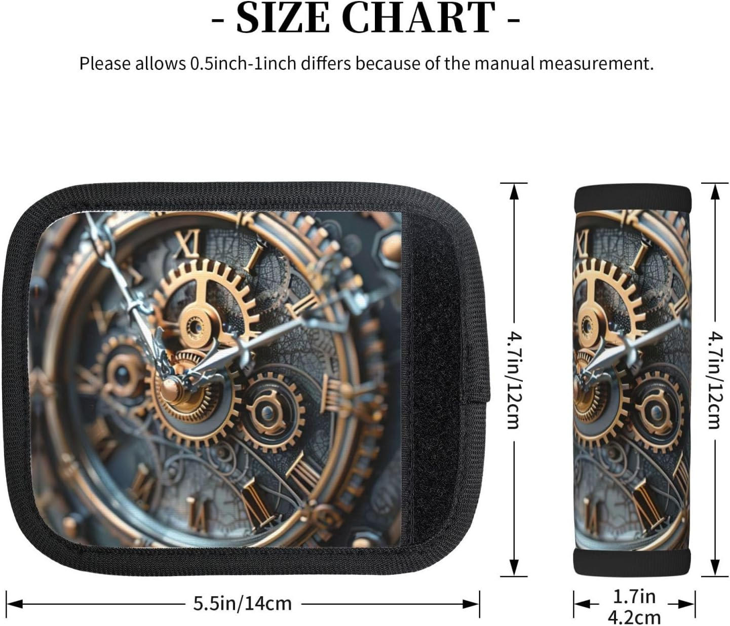 Clock Gear Print Luggage Handle Wraps for Suitcases, 2 Pack Neoprene Travel Bag Luggage Identifiers image number 3