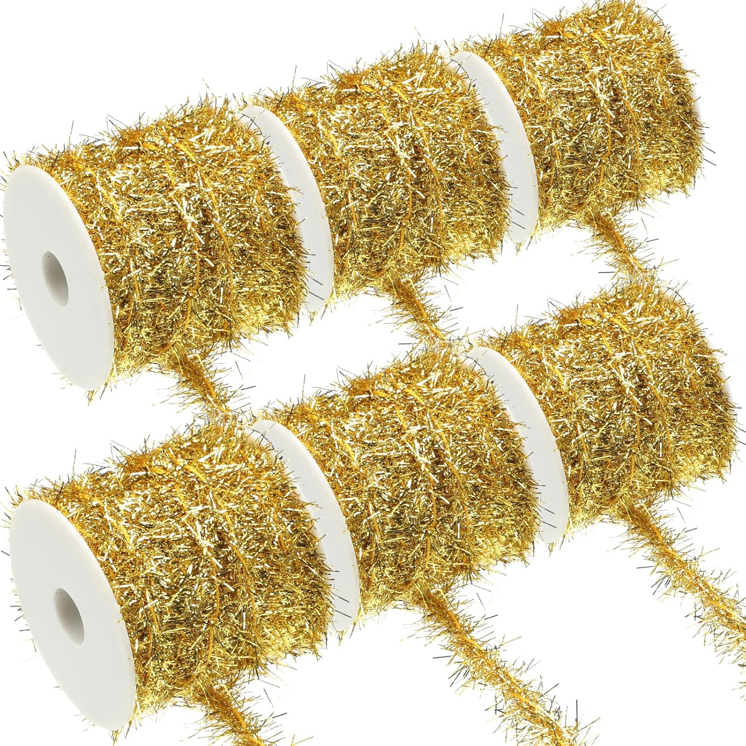 60 Yard Christmas Tinsel Garland Colorful Glitter Christmas Garland Thin Metallic Tinsel Garland Tinsel Wire Christmas Ribbon for Christmas Wedding Birthday (Gold)