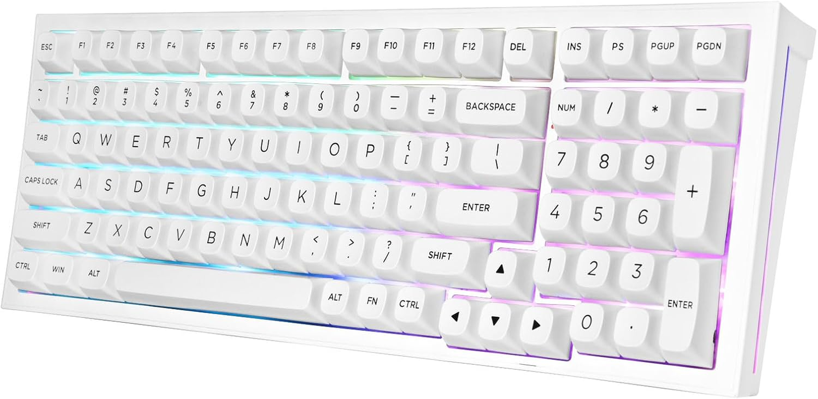 Redragon K723 Wireless Mechanical Gaming Keyboard, Hot Swappable Pre-Lubed Linear Switches, Gasket Design, Bluetooth/2.4Ghz/Usb-C, Creamy Sound, RGB Backlit for Pc/Mac/Ps/Xbox, White Blue