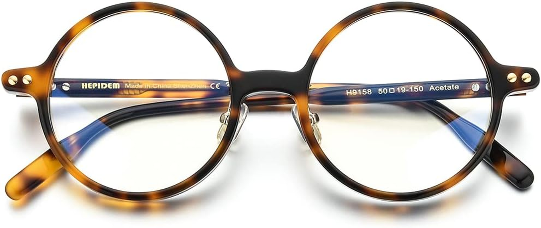 HEPIDEM Acetate Men Vintage round Optical Glasses Frame Spectacles Eyeglasses Zolman - 9169 Green Red image number 5