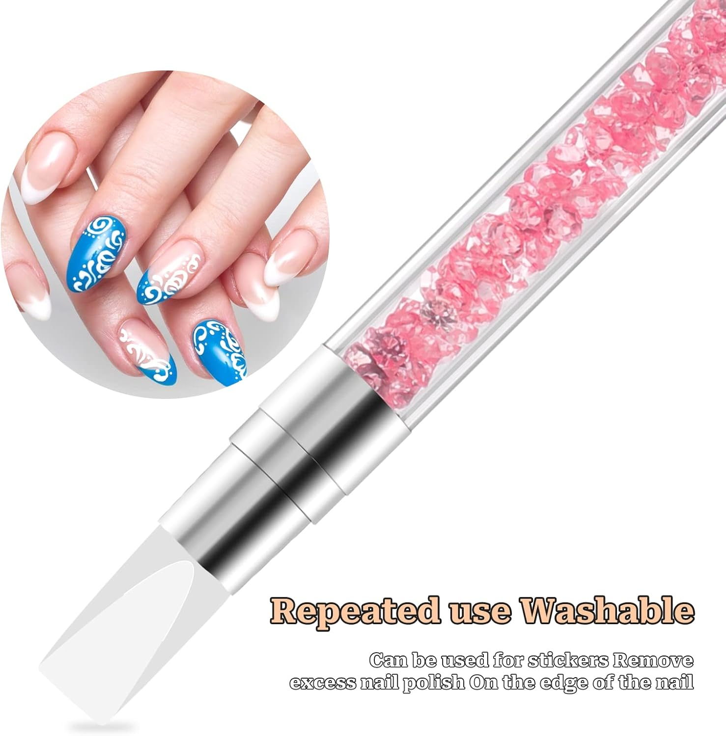 Sliverdew 5Pcs Nail Art Sculpture Pen Dual Tipped Silicone Nail Tools Nail Art Acrylic Pen Silicone Brushes for Resin Nail Art Tools for Design Nail Foil Carving Drawing Effect Shaping Drawing