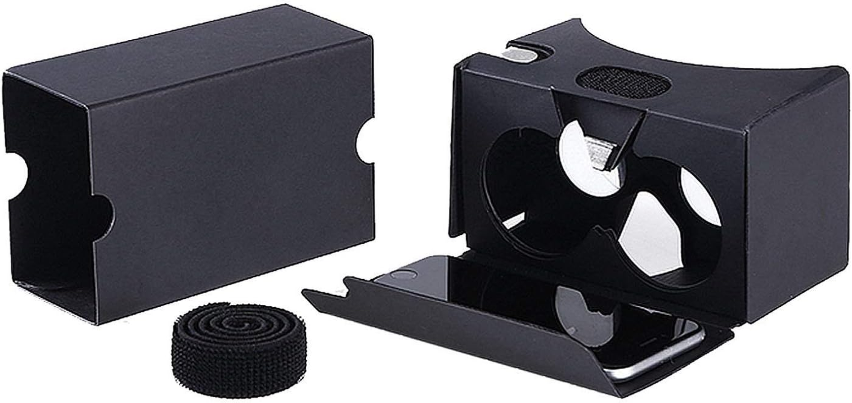 Virtual Real Store Google Cardboard, 3D VR Headsets DIY Virtual Reality Box Glasses with Clear Optical Lens and Comfortable Head Strap for All 4-6 Inch Smartphones (VR 2.0 BLACK) image number 3