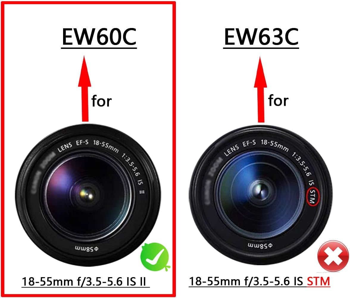 EW-60C Lens Hood & 58Mm Lens Cap Compatible for Canon T8I T7I 4000D Camera Kit EF-S 18-55Mm F/3.5-5.6 Lens (2 Pack) image number 4