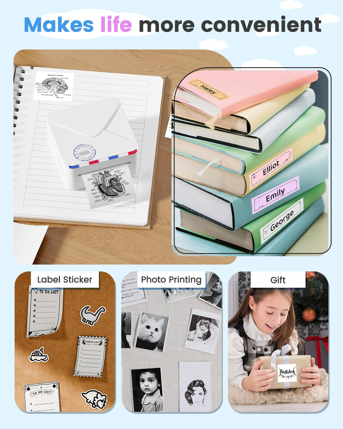 Phomemo M02S 300Dpi High Resolution Print Pod Sticker Printer Portable Mini Pocket Printer Thermal Photo Printer Mobile Printer Sticker Maker for Iphone and Android Phones image number 4