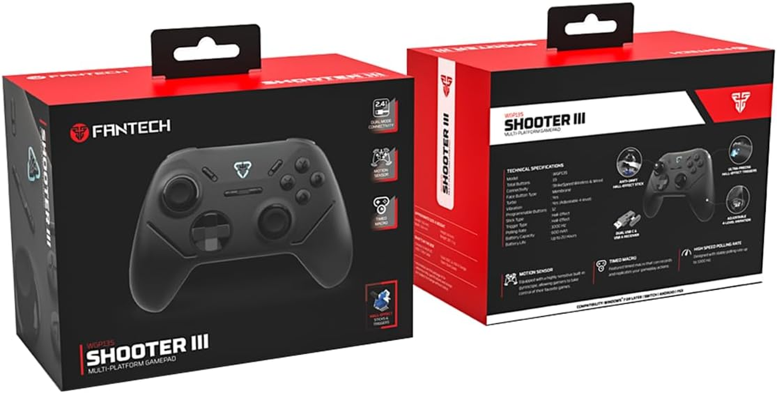 Fantech Wireless Gaming Controller Gamepad Multi-Platform Hall-Effect, Wireless 2.4 Ghz, Dual Vibration,For PC/PS3 (SHOOTER III WGPS13) image number 1