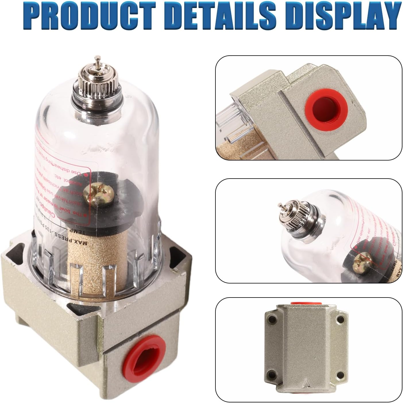 Water Separator for Air Compressor Filter Kit AF200 1/4 Inch with 4 Quick Connectors Teflon Tape for Pneumatic image number 3