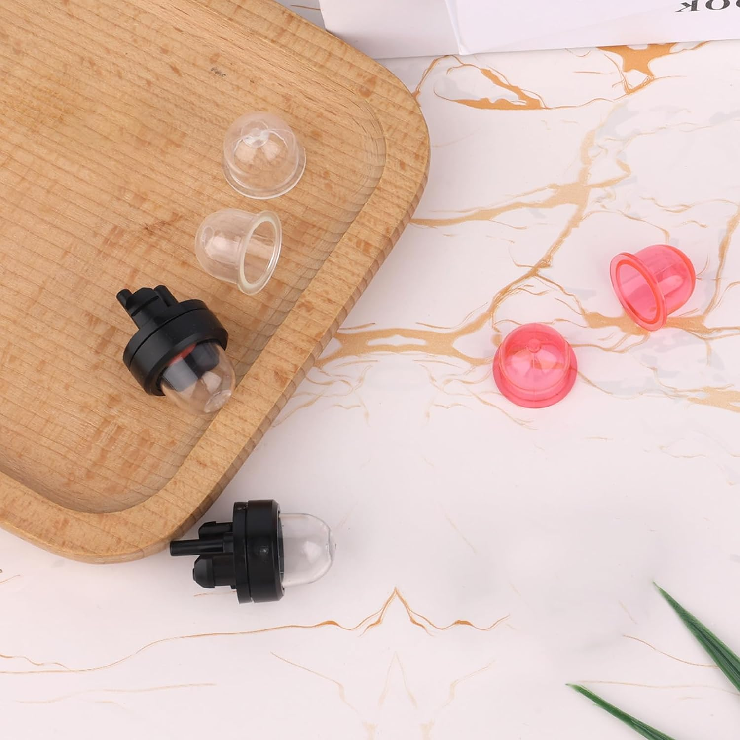 Lasuroa 6Pcs 188-512-1 Snap-In Carburetor Primer Bulb Pump and Primer Bulb Replacement, for Small Engines Poulan Echo Ryobi Homelite Bolens for Husqvarna Craftsman Chainsaw Walbro Trimmer(Clear+Red) image number 6