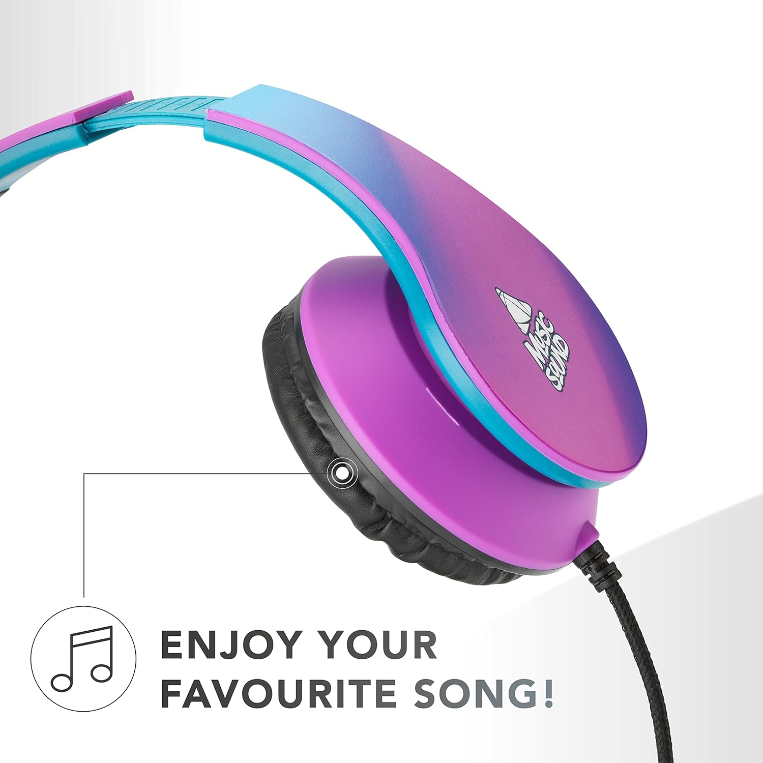 Music Sound | over Ear Fantasy Wired Headphones | Expandable and Foldable On-Ear Headphones with Headband and 1.2M Tangle-Free Cable - 3.5Mm Jack - Purple - Line image number 5