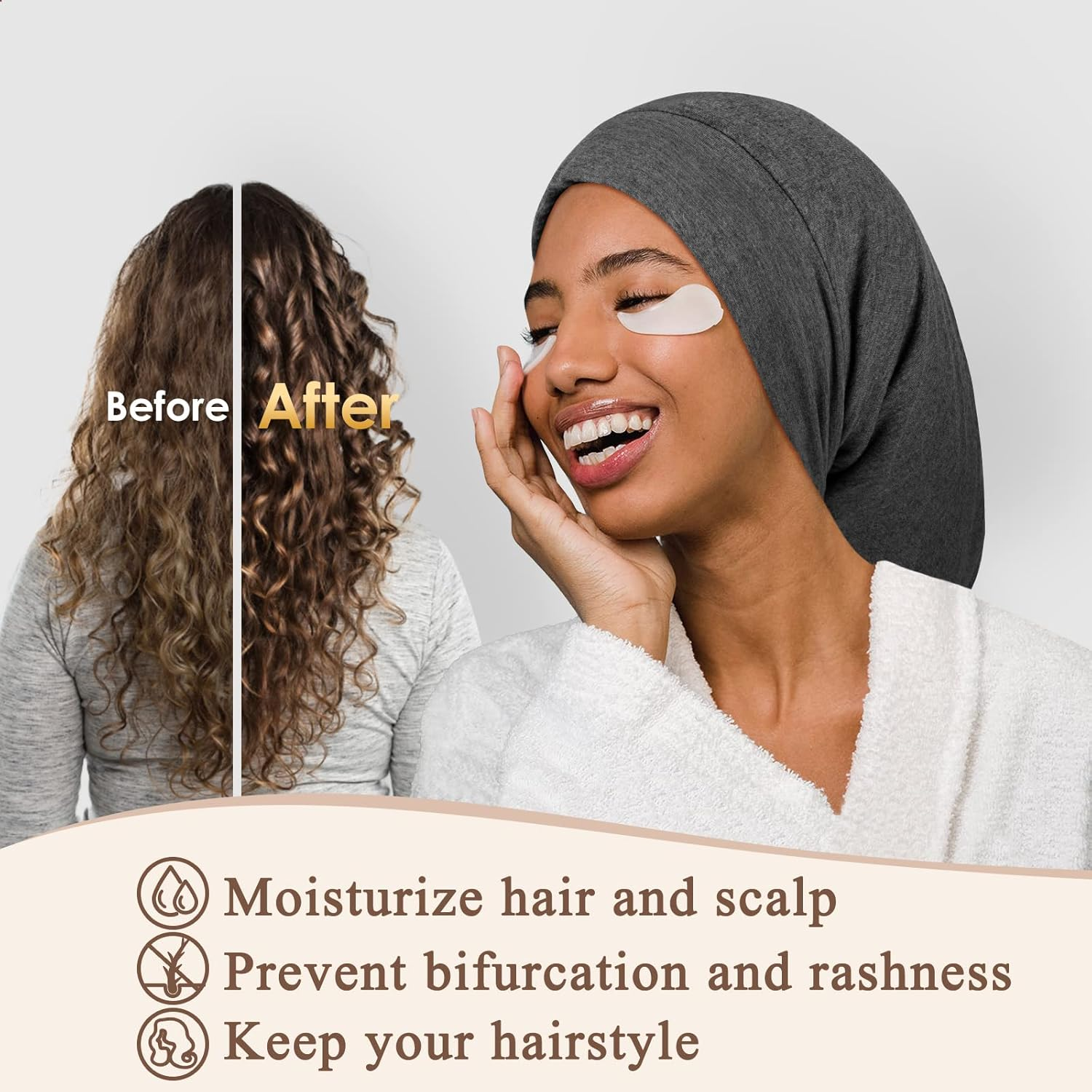 OLESILK 100% Silk Dreadlock Cap, Bonnet for Long Hair and Sleeping, Extra Large for Women & Men, Loc Cap Hair Cover image number 3