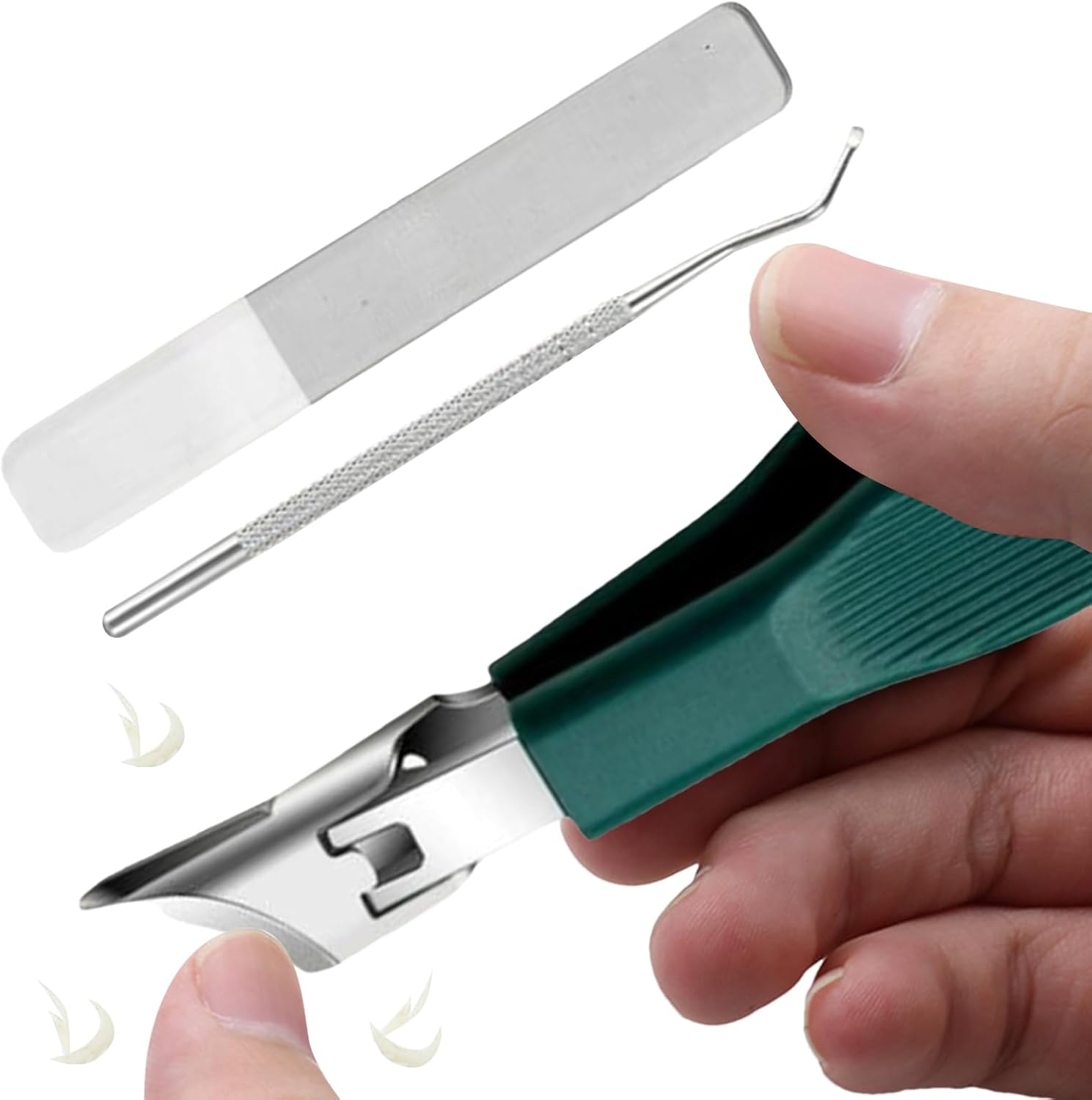 Krujecnt Thick Toenail Clippers | Curved Thick Ingrown Toenail Cutter for Seniors with Nail File,Splash-Proof Fingernail Cutting Tool for Seniors Women Adults image number 3