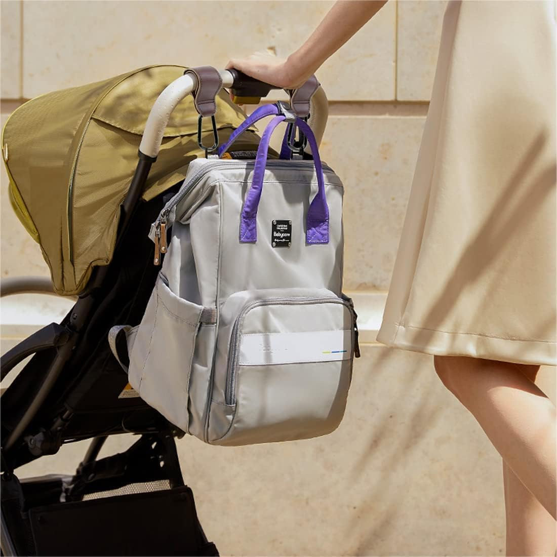 WANXINPT 4-Pack Heavy Duty Pram Hooks - 360&deg; Rotating Stroller Bag Clips for Diaper Bags, Shopping & Travel | Universal Baby Pram Accessories (Black) image number 2