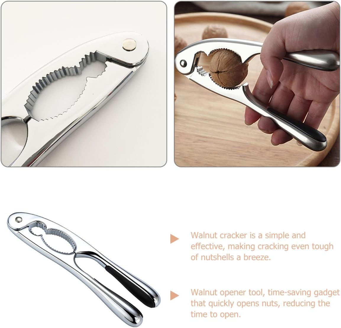 SHINEOFI Multifunctional Walnut Cracker Tool with White Matte Nickel Finish, Handheld Nutcracker for Walnuts, Pecans, Crab Legs, and Seafood, Kitchen Shelling Gadget for Easy Nut and Crab image number 4