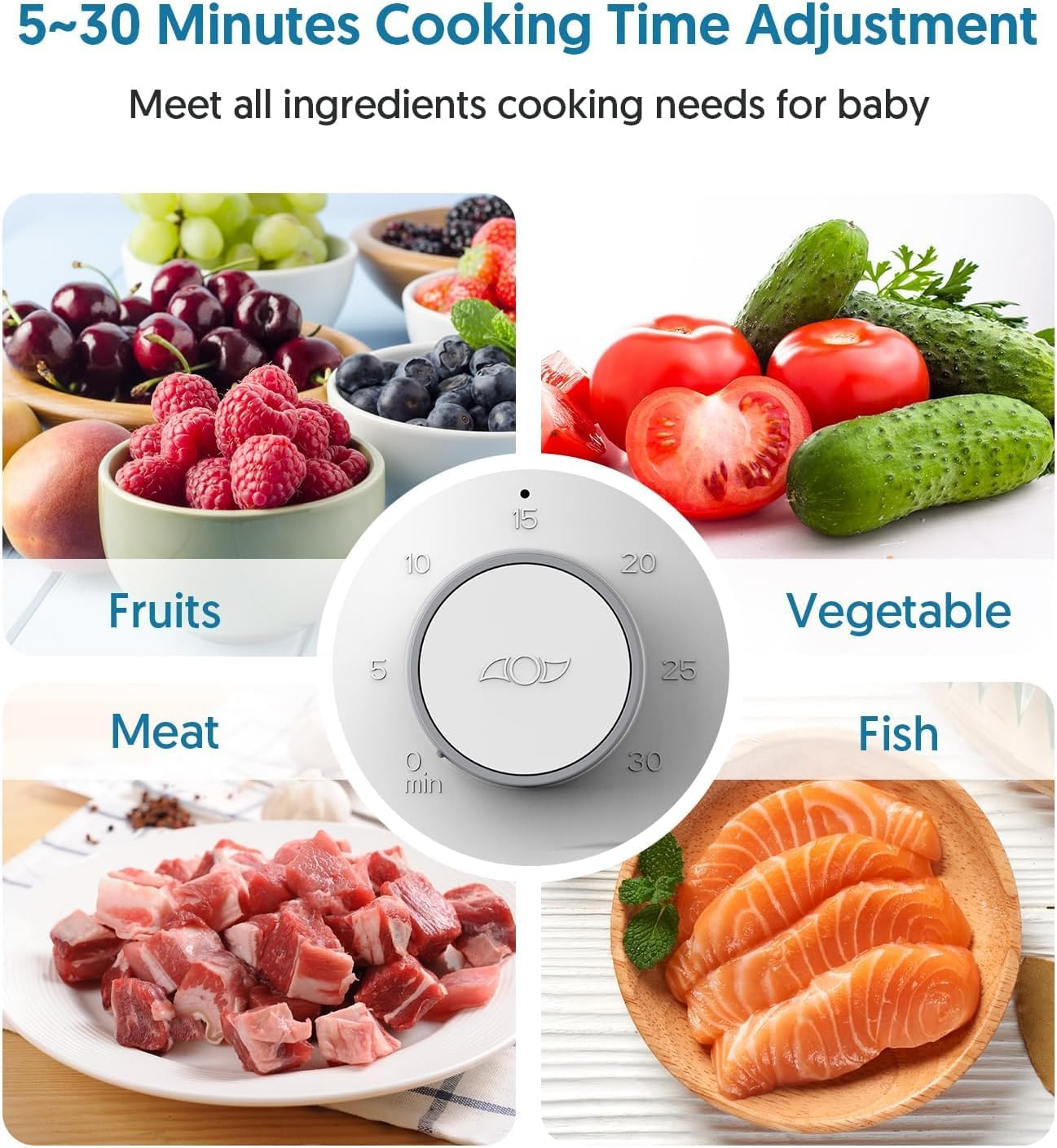 Baby Food Maker Bellababy Baby Food Processor, Puree Blender Steamer with Reversible Steam Basket, One Button Easy Operation & Large Opening for Easy Cleaning image number 1