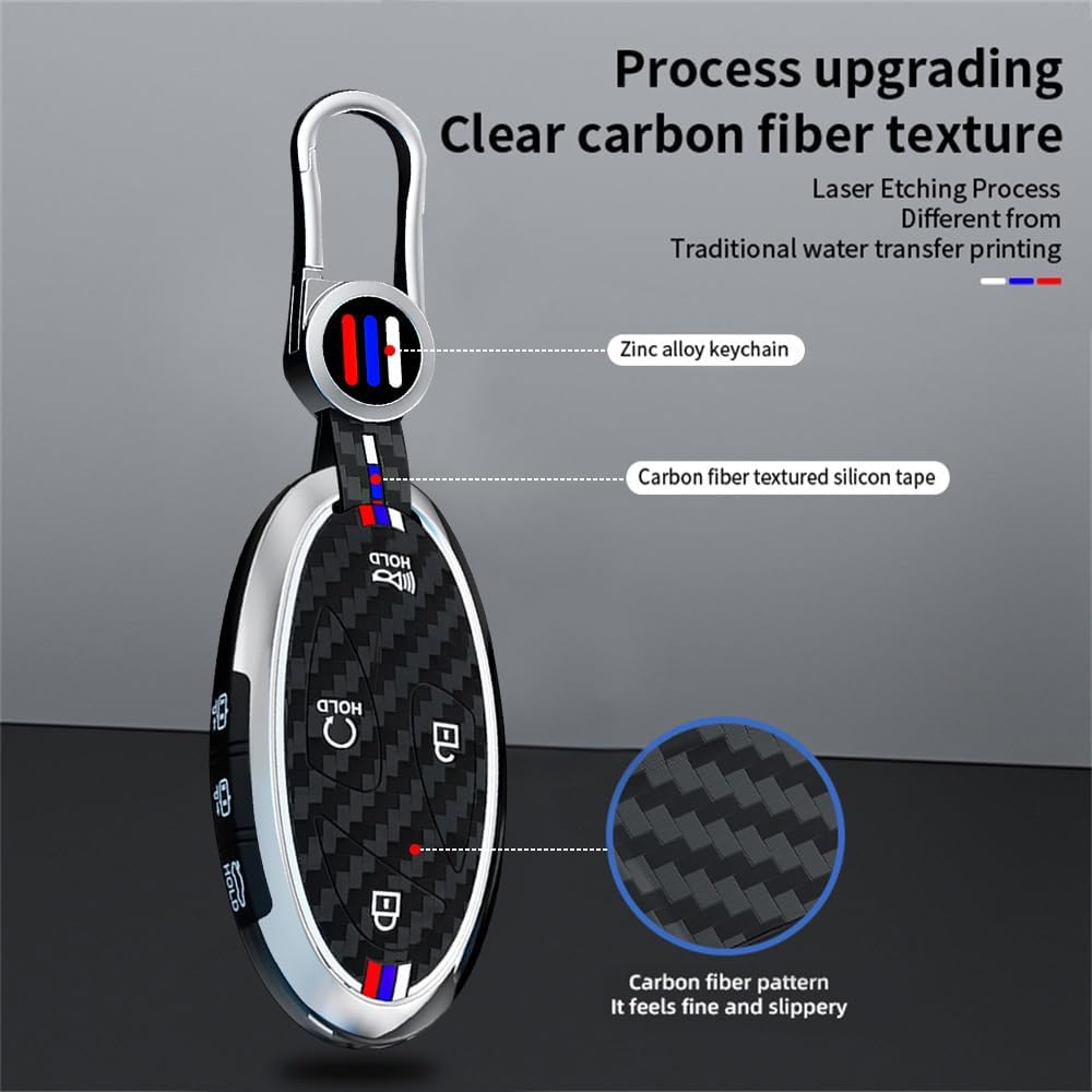 Ontto Luminous Car Key Cover Fit for Hyundai Tucson Kona SX2 EV Ioniq 6 Ioniq 5N Sante Fe Elantra 2023-2025 Metal Smart Shell Case Key Holder Keyring Keychain Styling Accessories 7 Buttons Black