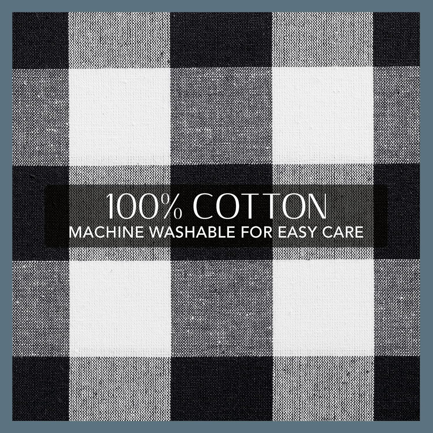 Elrene Home Fashions Farmhouse Living Buffalo Check Window Kitchen Tier Set, 100% Cotton, Black/White, 60" X 15" (1 Valance) image number 1