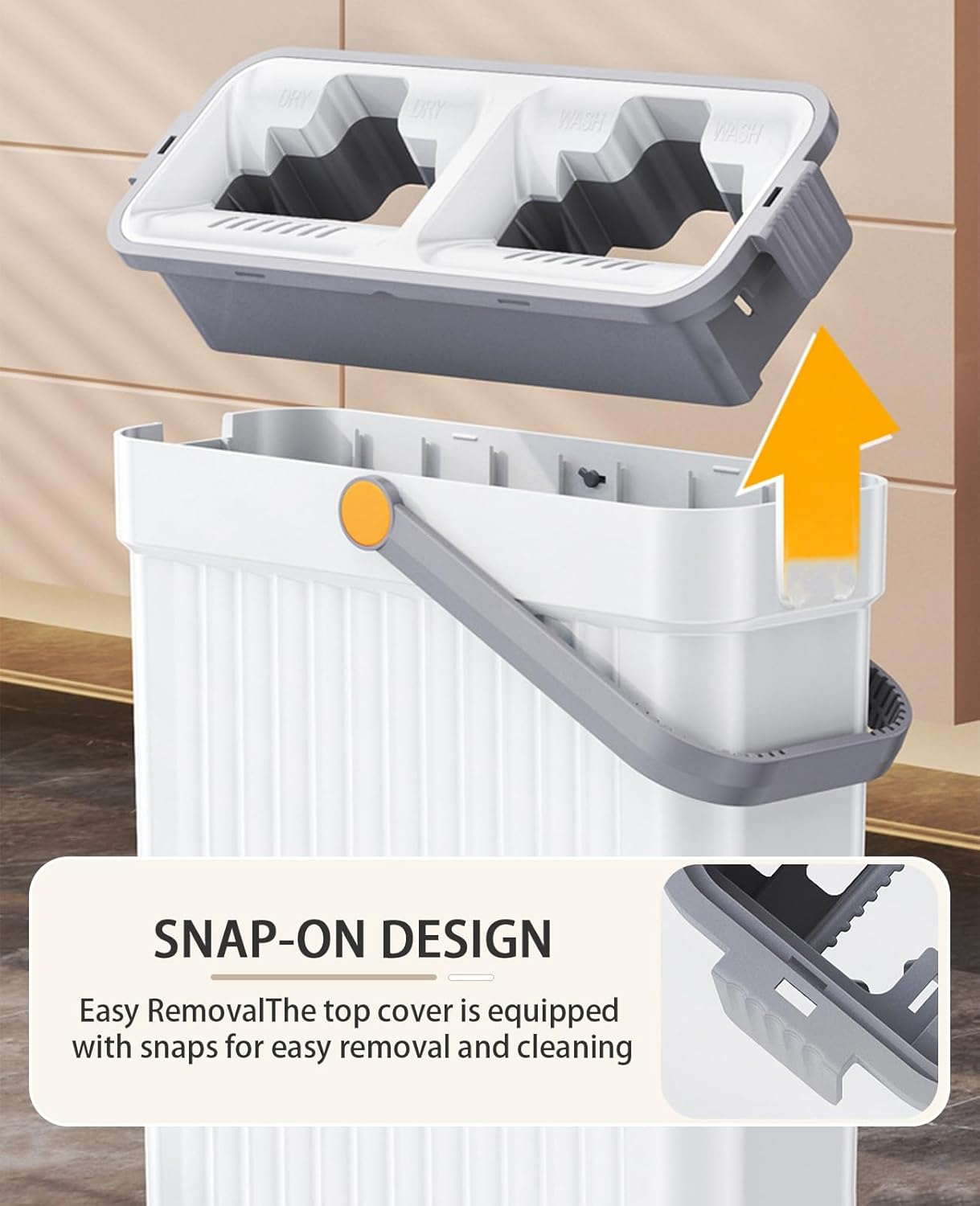 Mop and Bucket with Wringer Set, Flat Floor Mop and Bucket System with 6 Microfiber Pads, Hands Free Wet and Dry Use Mop Set, Long Handle Flat Mops for All Floor Types and Windows Cleaning image number 3