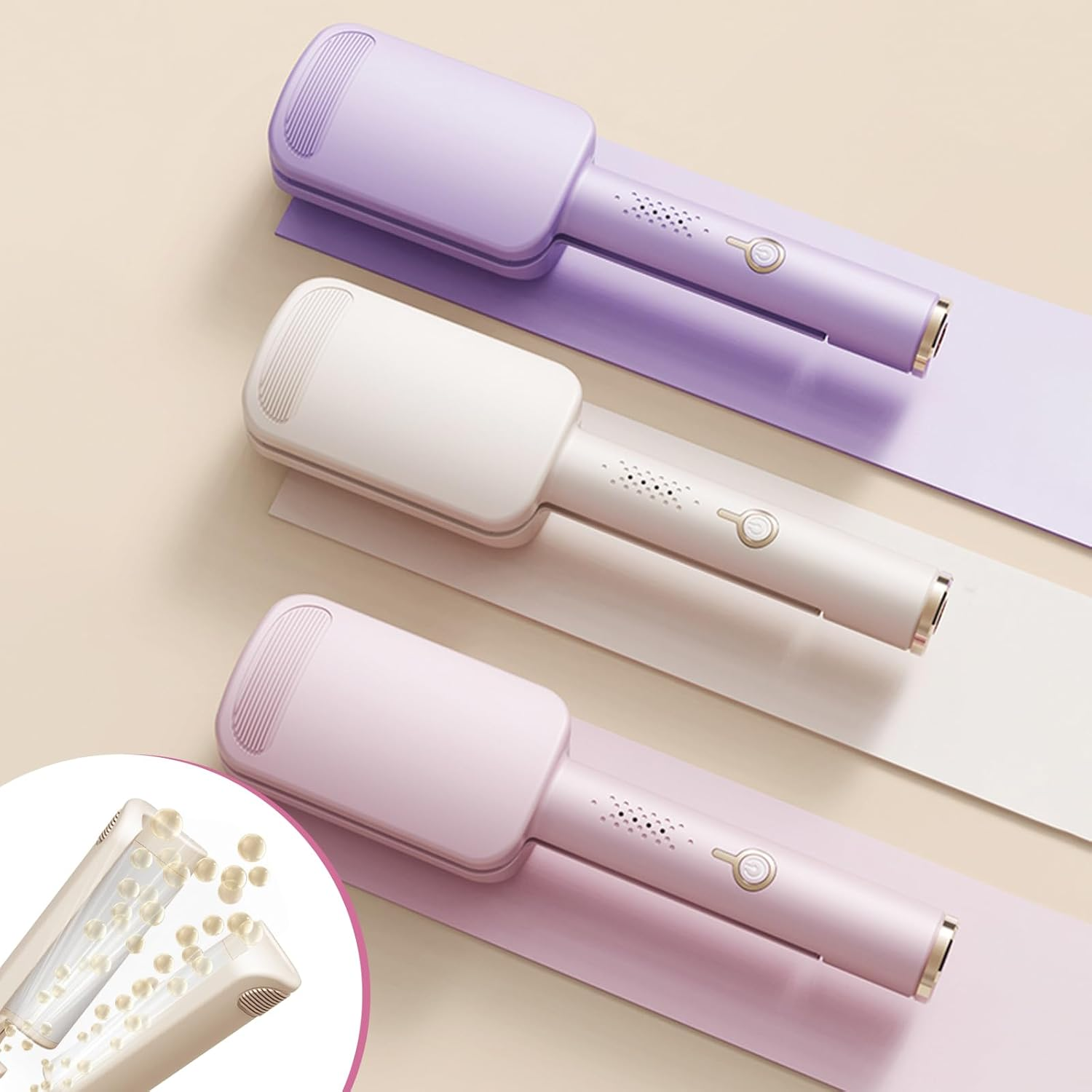 Hair Curler Wave Curling Iron, 3 Barrels Wave Hair Curler Hair Crimper Volumizer 4 Temperature Adjustable Temperature Ceramic Crimper Hair Anti-Scald Curling Wand for All Hair Types (1.25 Inch, White) image number 2