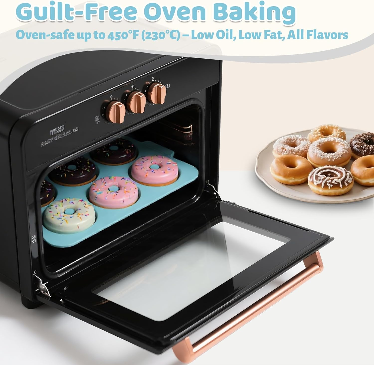 Nonstick Silicone Donut Pan: 3.5 Inch Large Donut Mold with Metal Frame - Bagel Doughnut Pan for Baking Gluten Free Glazed Vegan - for Oven Housewife Home Baker Baking Lovers (Green & Beige) image number 3