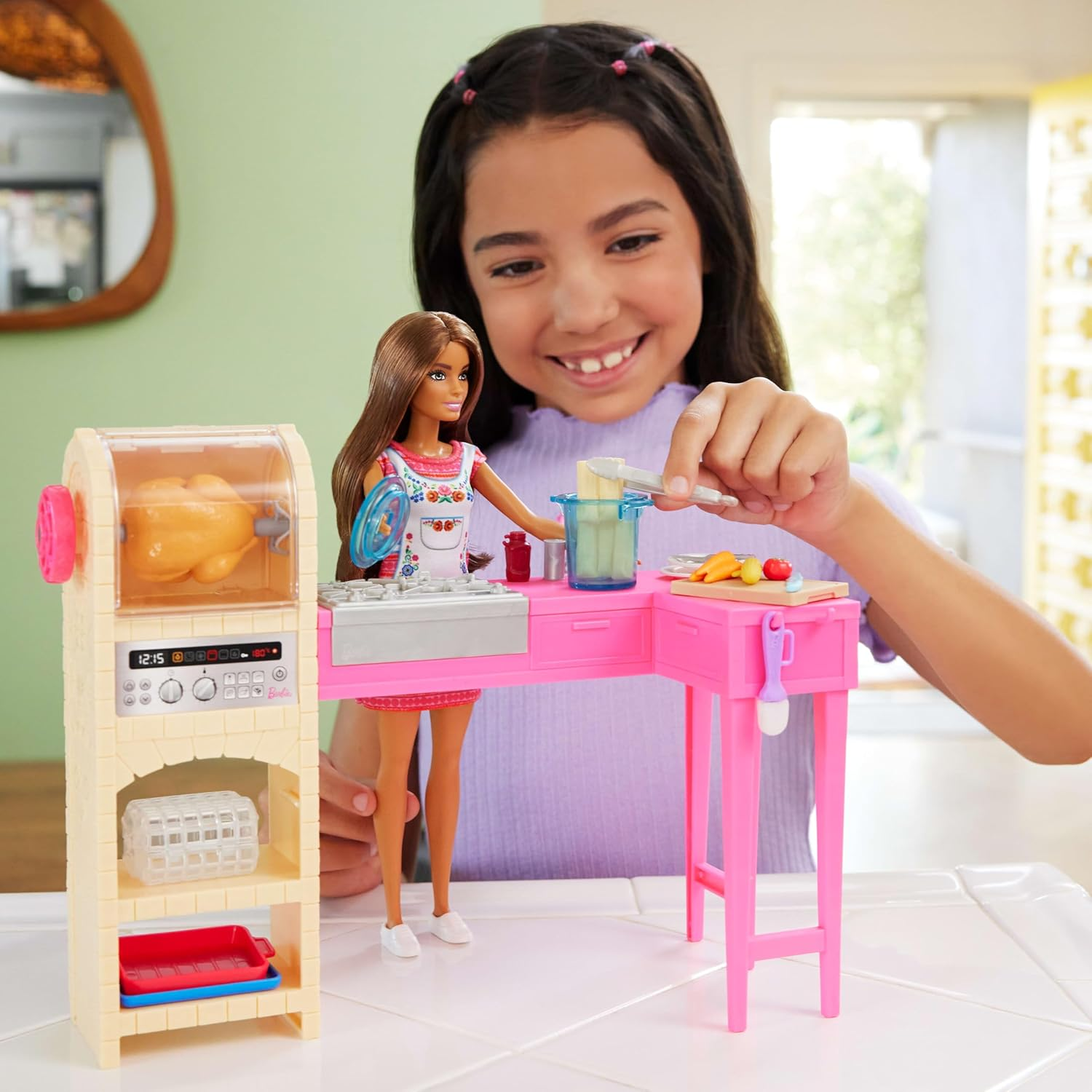 Barbie and Teresa Recipe for Friendship Teresa Fashion Doll & Kitchen Playset with 20+ Accessories Including Color-Change Cookies image number 5