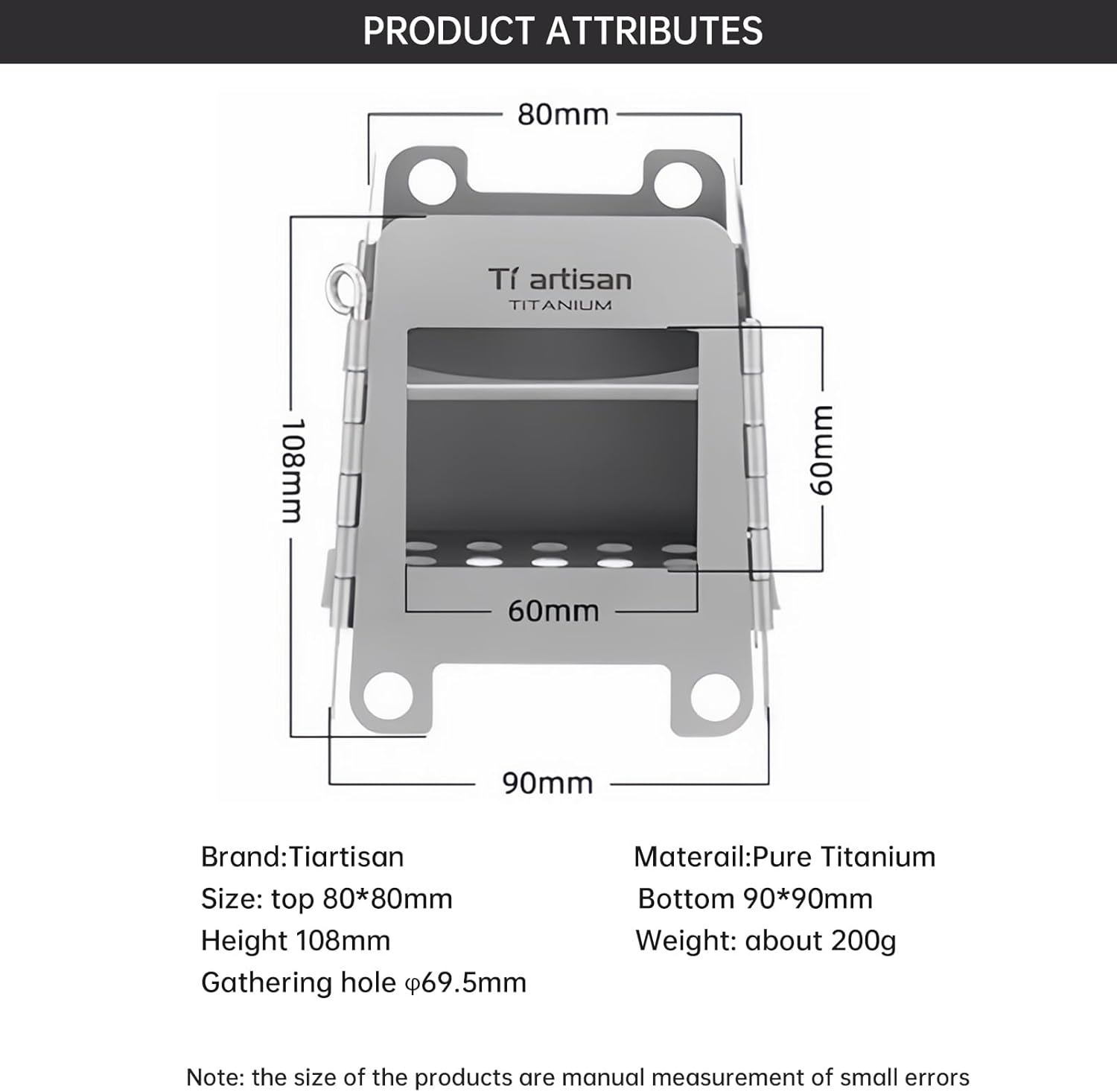 Ti Artisan Titanium Wood Stove Foldable Portable Alcohol Camping Backpacking Stove for Outdoor Camping Picnic BBQ (WS006ST) image number 5