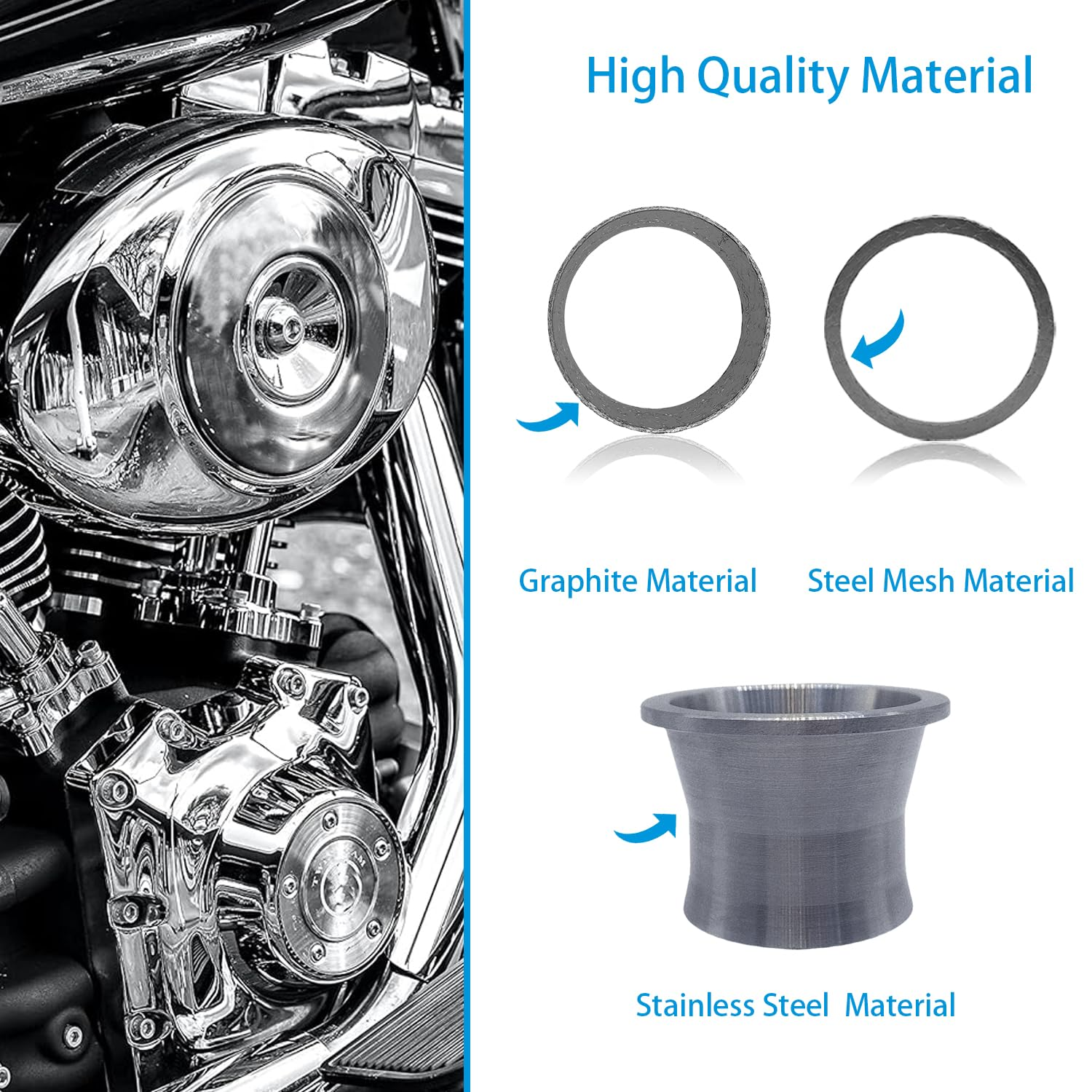 Exhaust Port Torque Cones Gasket Seal Kit Compatible for Harley Big Twin Sportster 883/1200 1986-2017 Dyna FXD Softail Touring Exhau