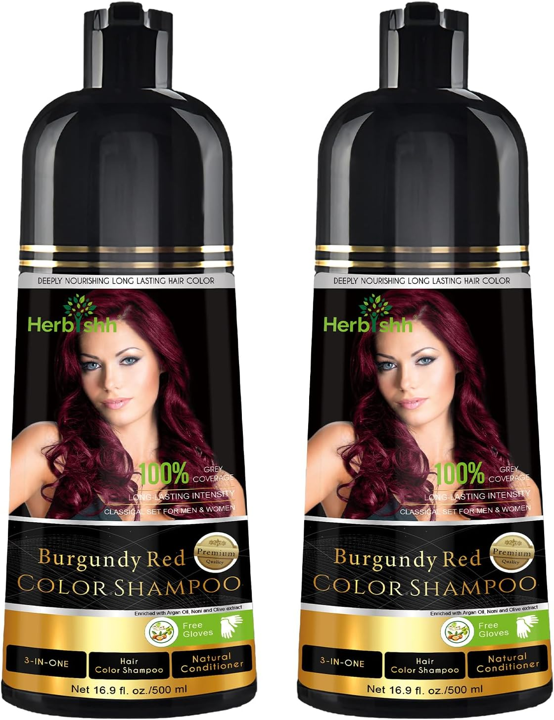 Herbishh Pack of 5 Hair Color Shampoo for Gray Hair &ndash; Natural Hair Dye Shampoo &ndash; Colors Hair in Minutes &ndash; Long Lasting&ndash;500 Ml &ndash; 3-In-1 Hair Color &ndash; Ammonia-Free (Chestnut Brown)