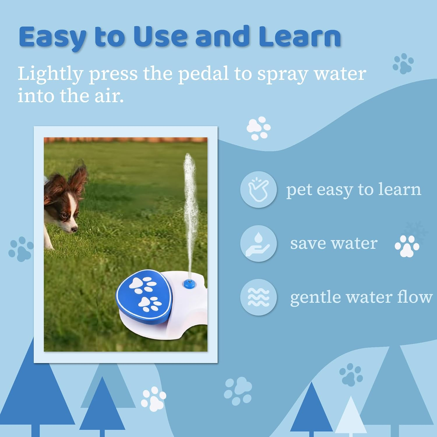 Gugxiom Outdoor Pet Water Fountain, Step on Dog Water Fountain, Dog Water Toy, Paw Water Dispenser System for Fresh Water image number 1