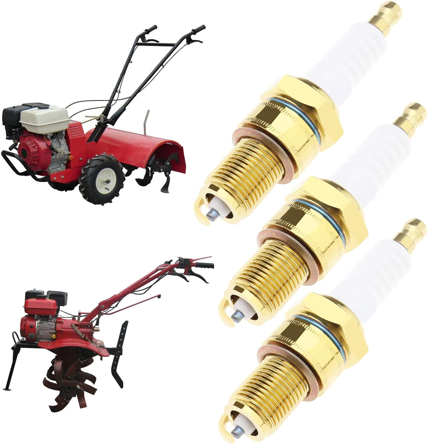 Ecsing 3Pcs F7TC Spark Plug Replacement for Gasoline Engine - Nickel-Plated Accessories for Lawnmower, Tractor, Rototiller image number 4