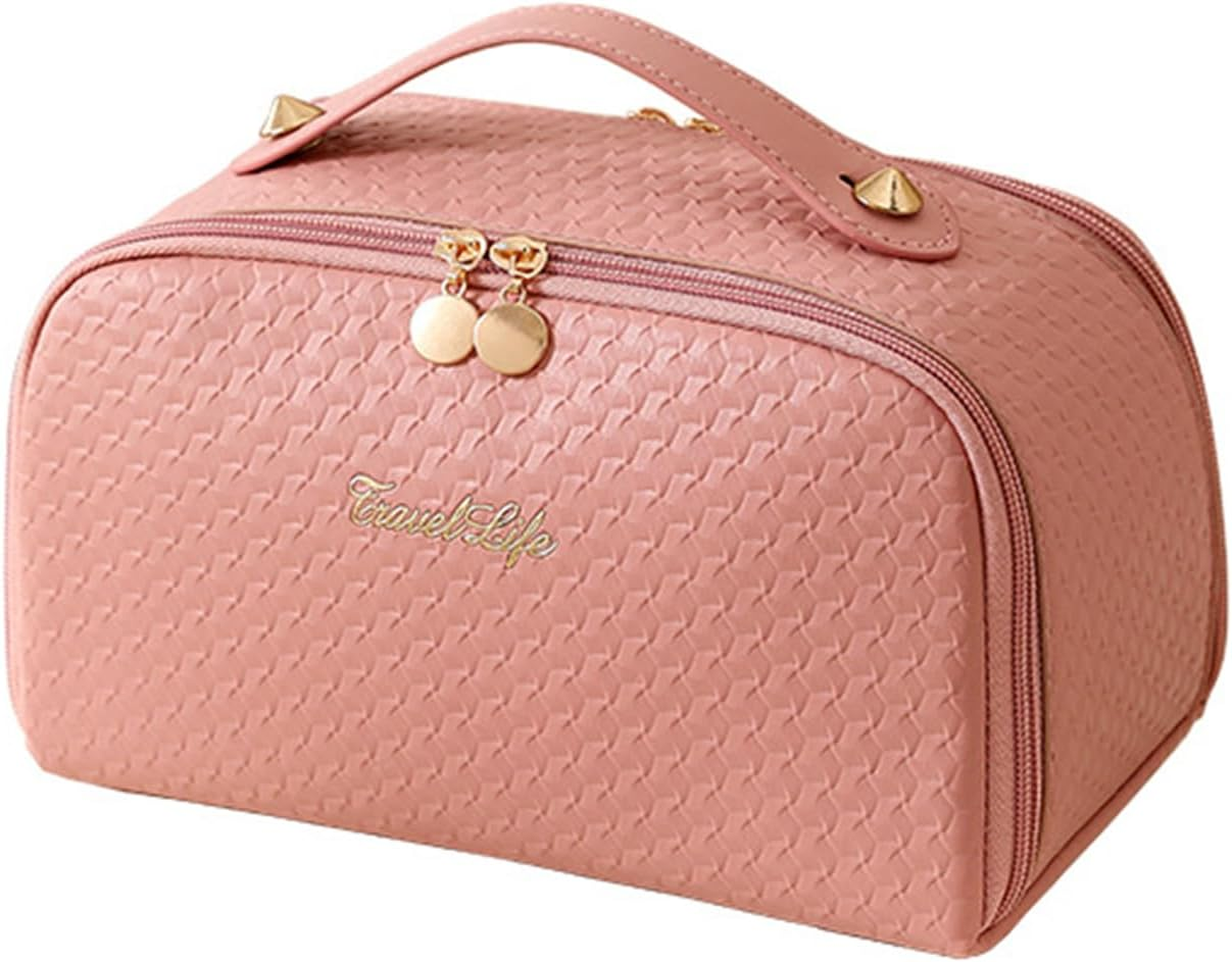 Vbvbip 2025 New Elegant Travel Makeup Bag for Women, Waterproof Cosmetic Organizer Pouch, Large Quilted Makeup Bags，Pink image number 5