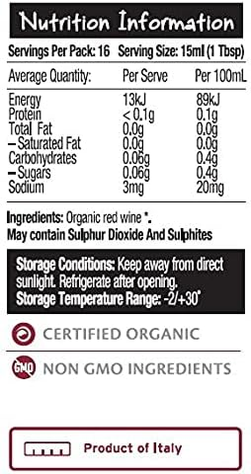 Global Organics Red Wine Vinegar G/F 250 Ml image number 3