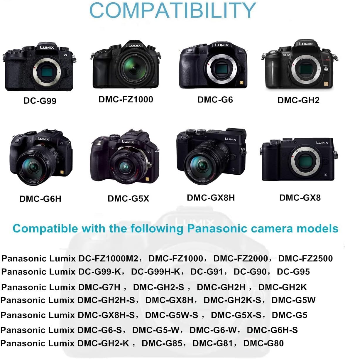 Kimaru DMW-DCC8 DC Coupler DMW-AC10 DMW-AC8 AC Power Adapter DMW-BLC12 Dummy Battery Kit for Panasonic Lumix DMC-GH2 G5 G6 G7 G80 G81 G85 G5X GX8 FZ300 FZ1000 FZ2500 DC-G90 G95 G99 Cameras. image number 2